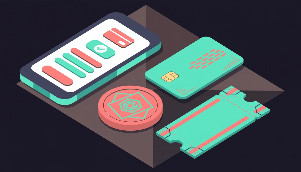 Isometric scene of phone and payment methods